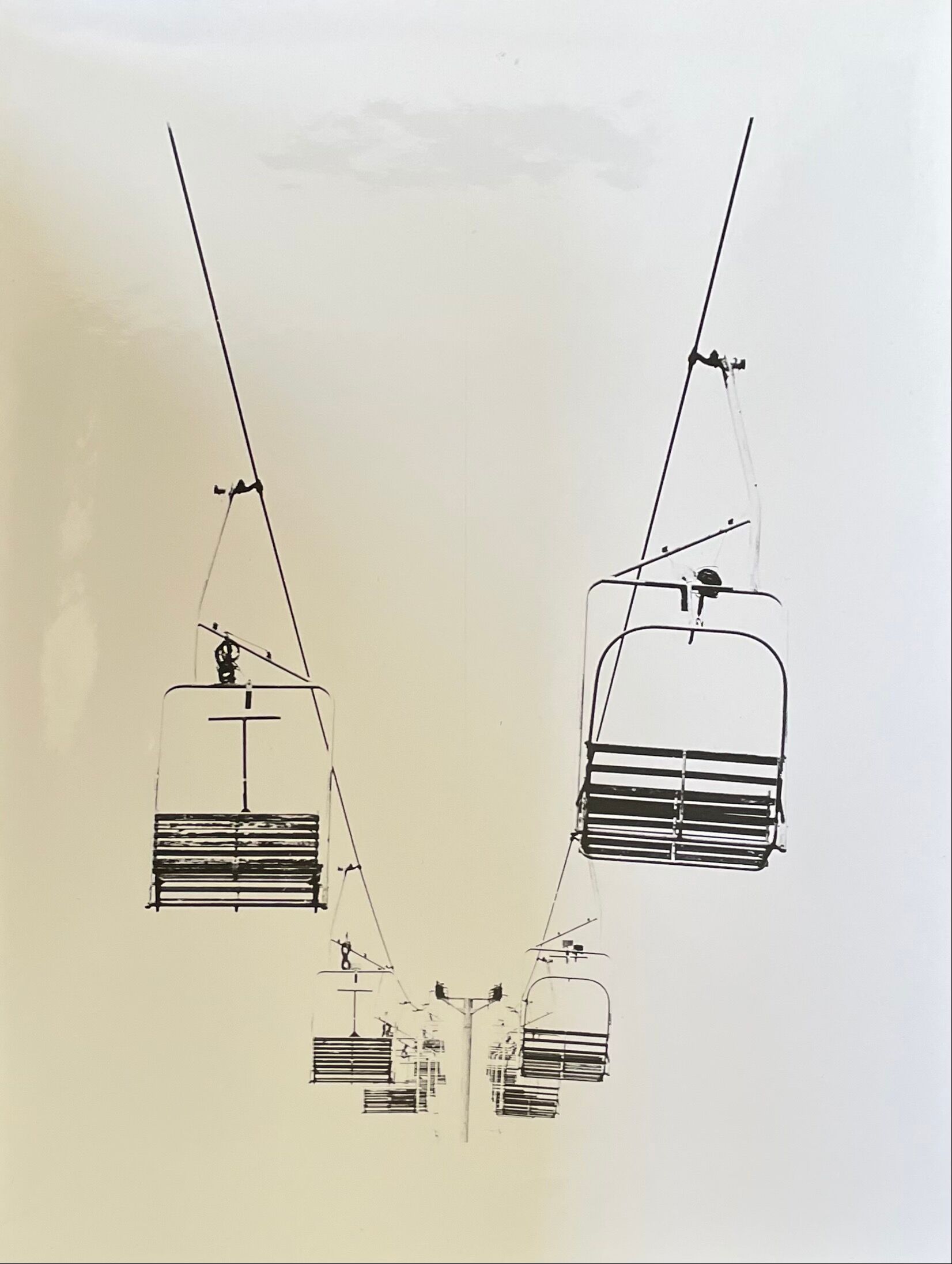 Photograph black and white silver print circa 1970 chairlift