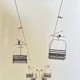 Photograph black and white silver print circa 1970 chairlift