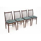 Ensemble de quatre chaises vertes vintage