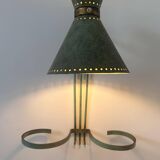 Vintage adjustable wall lamp, brass and patinated green, Italy 1950
