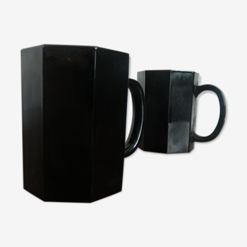 2 mugs Octime black vintage 70
