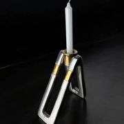 Brutalist candlestick by Ardisur, bronze & aluminium, Spain, 1970s