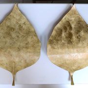 Pair of gold metal leaf wall lights from the 70s/80s.