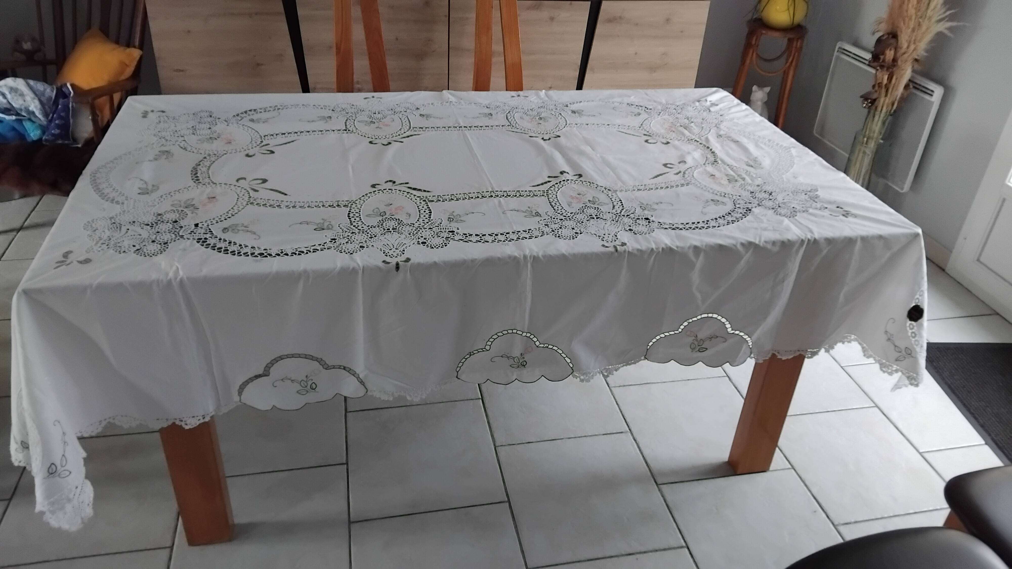 Vintage embroidered old tablecloth