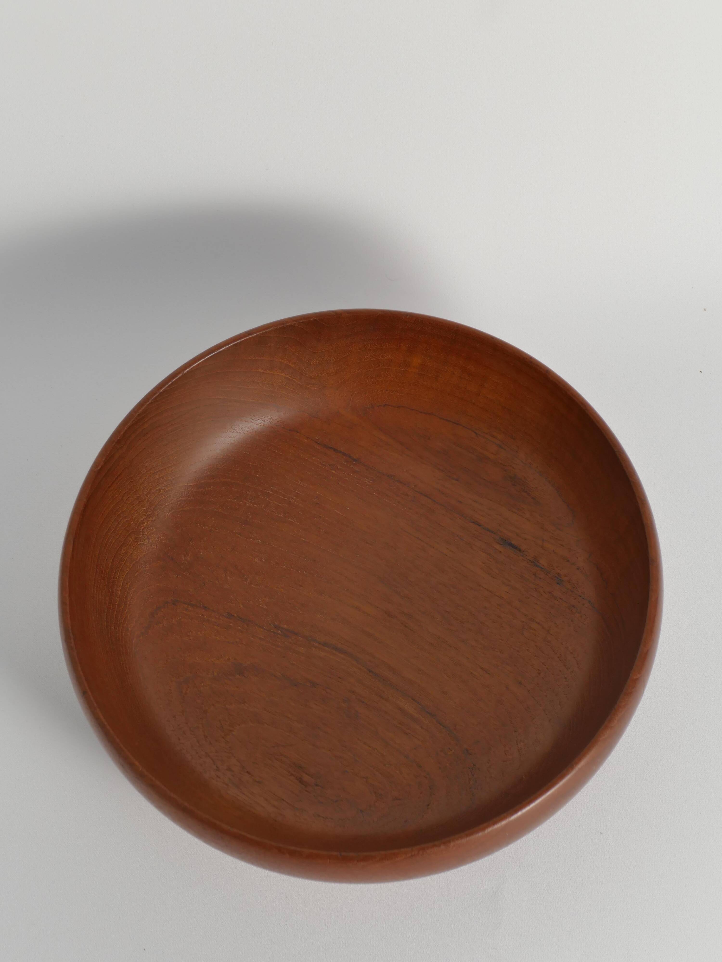 Mid-Century Modern Solid Teak Wood Bowl, Sweden 1960s