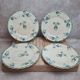 Set of 4 antique dessert plates in ironstone, with blue and green floral decoration.
