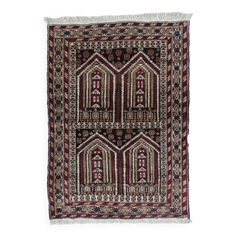 Tapis de prière vintage afghan Baluch fait main en laine – 95 x 142 cm