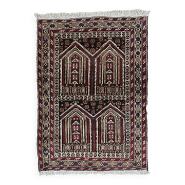 Tapis de prière vintage afghan Baluch fait main en laine – 95 x 142 cm