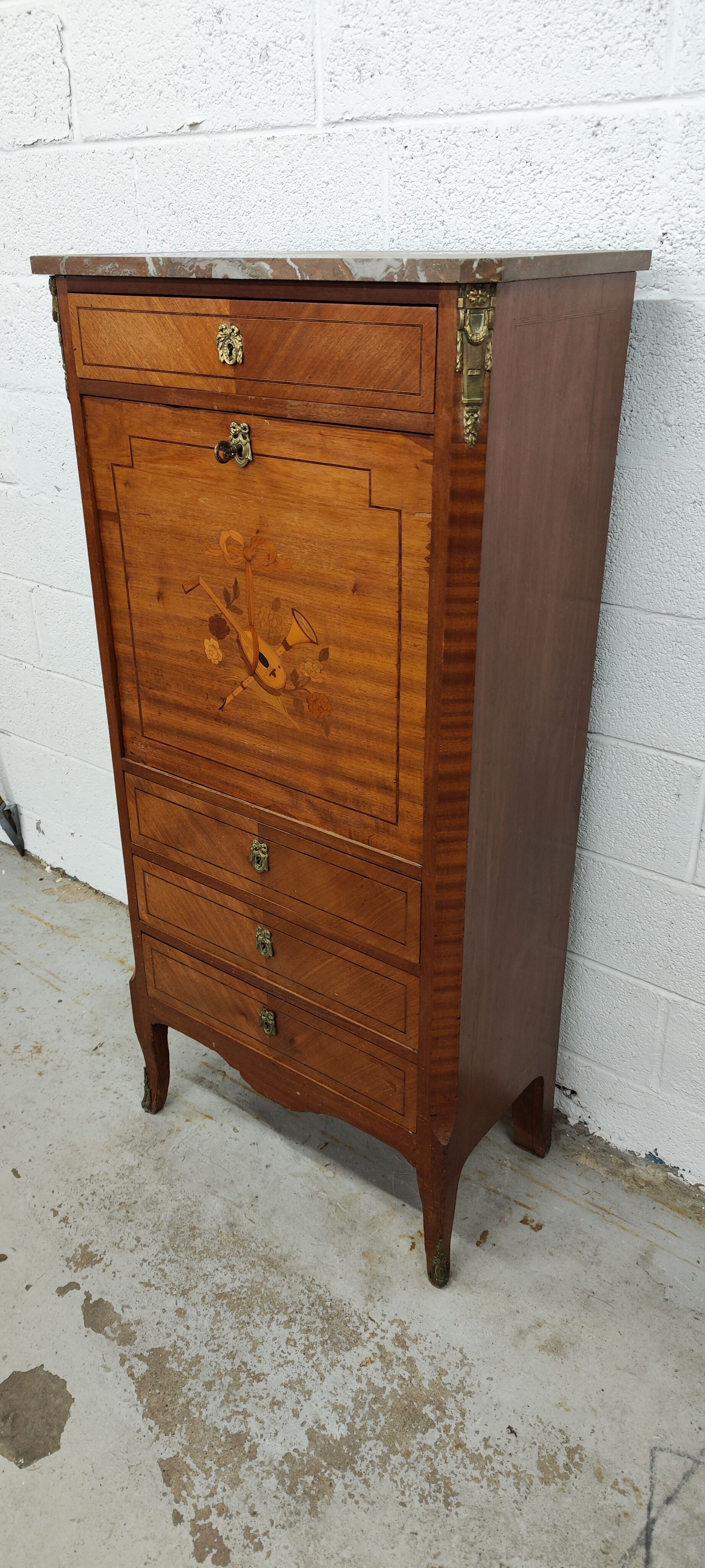 Former secretary marquetry and gilded bronze fittings