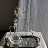 Silver-plated vintage tray with golden handles 29x45