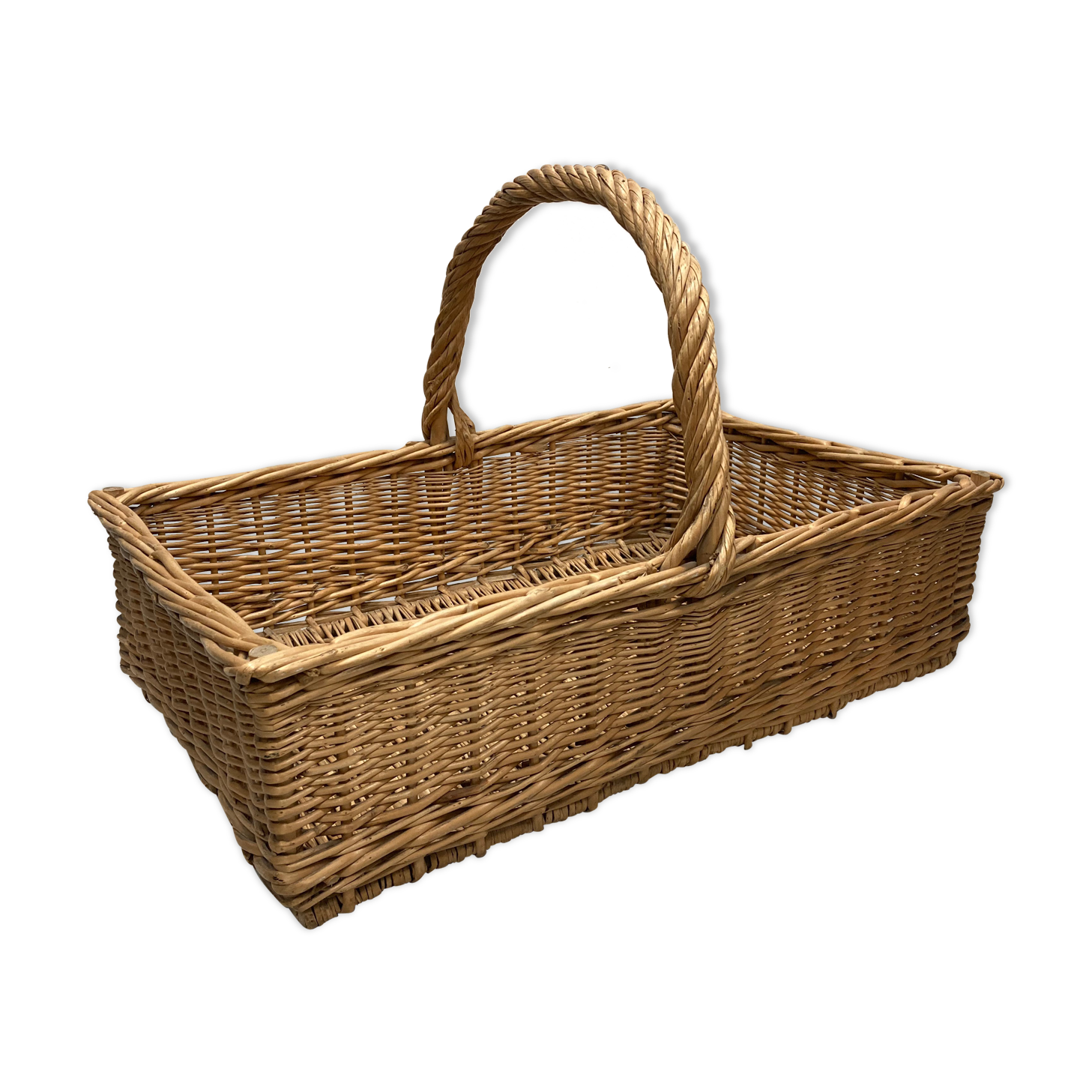 Panier en osier rectangle vintage