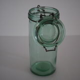 Green "ideale" glass canning jar