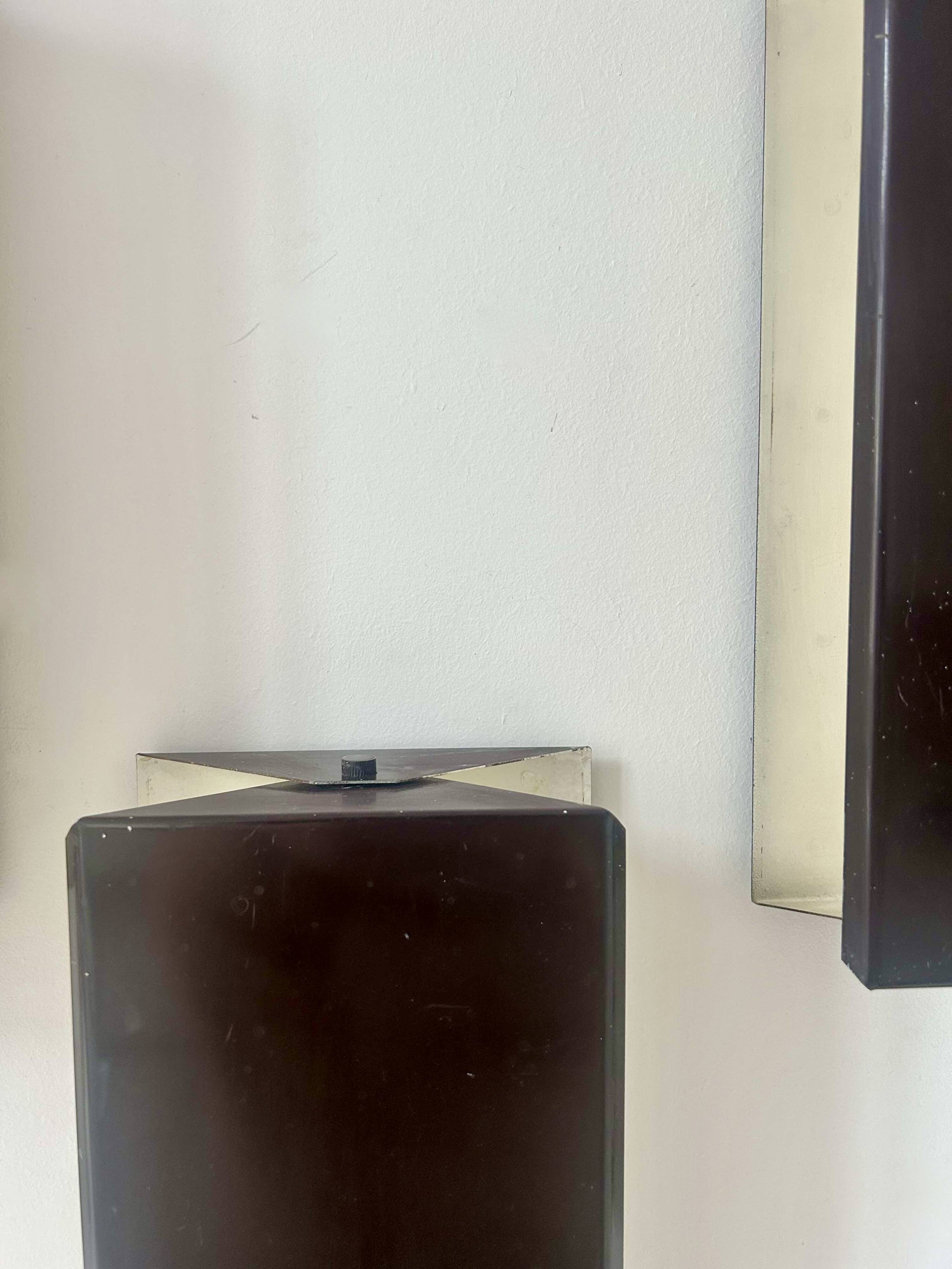 Set of 5 vintage shuttered wall lights, brown, France 1970