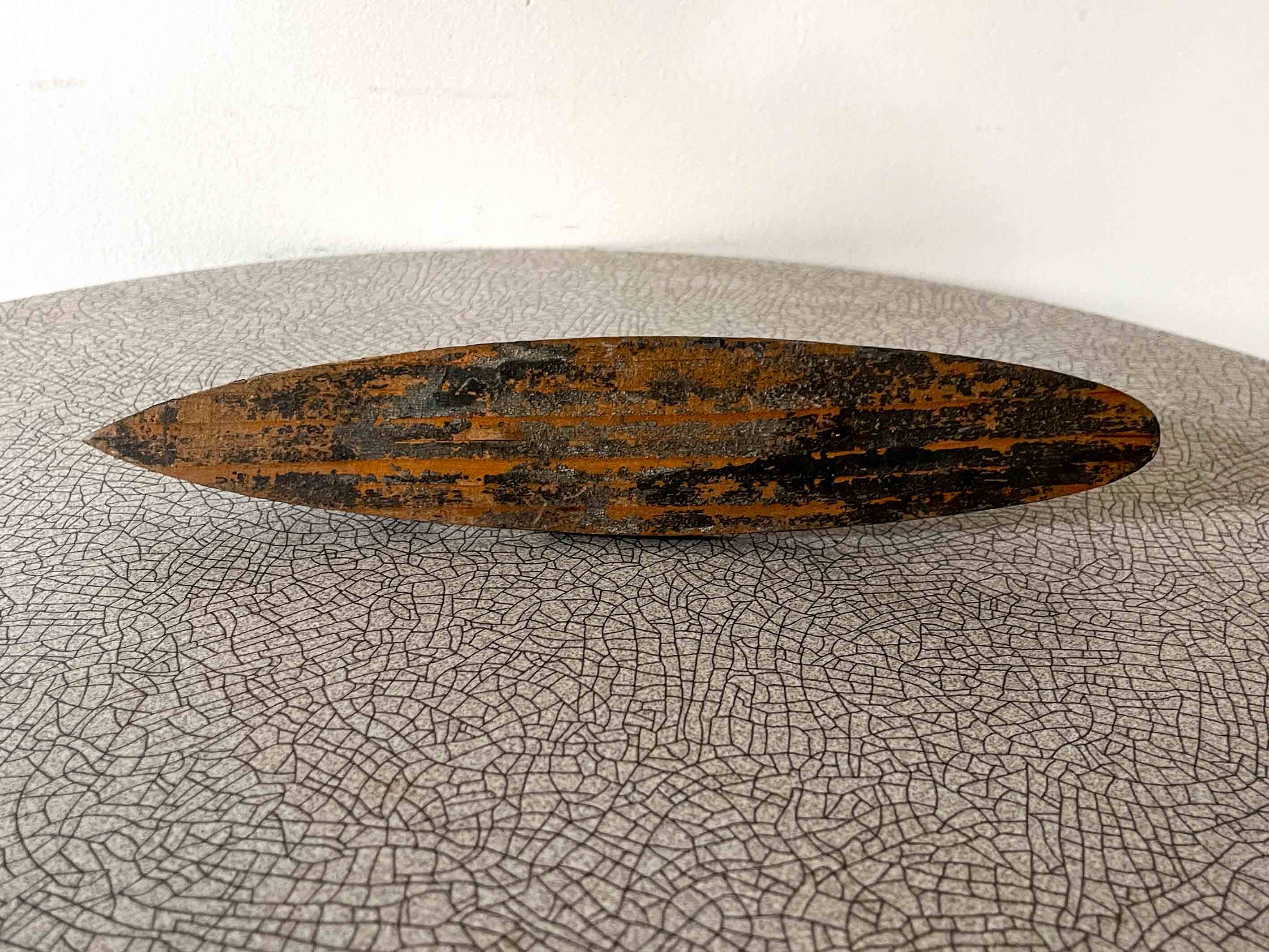 Wooden destroyer boat, antique toy from the early century.