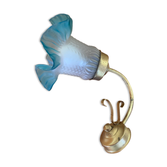 Smoked glass wall light, blue color