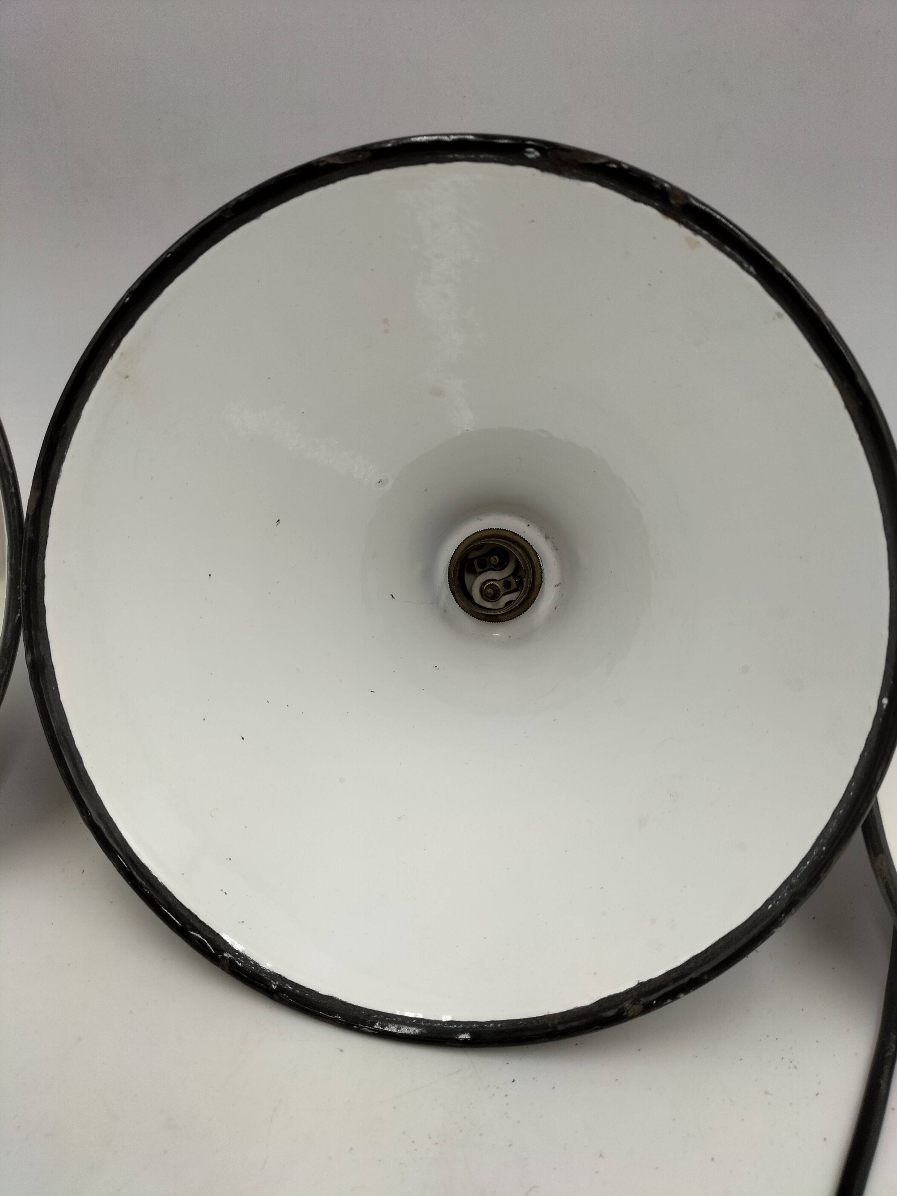 Enameled sheet metal pendant lights