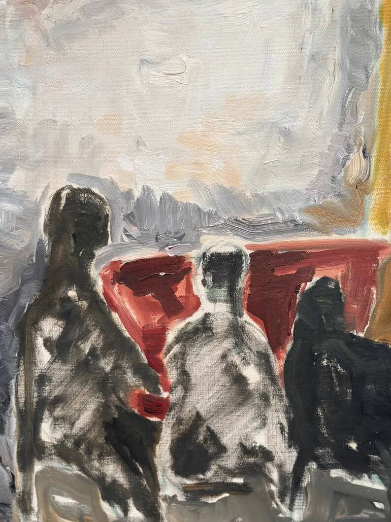 Original Danish Oil on Canvas“Figurative Composition” by Max Bilde