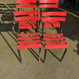 Set of 4 red and black garden chairs