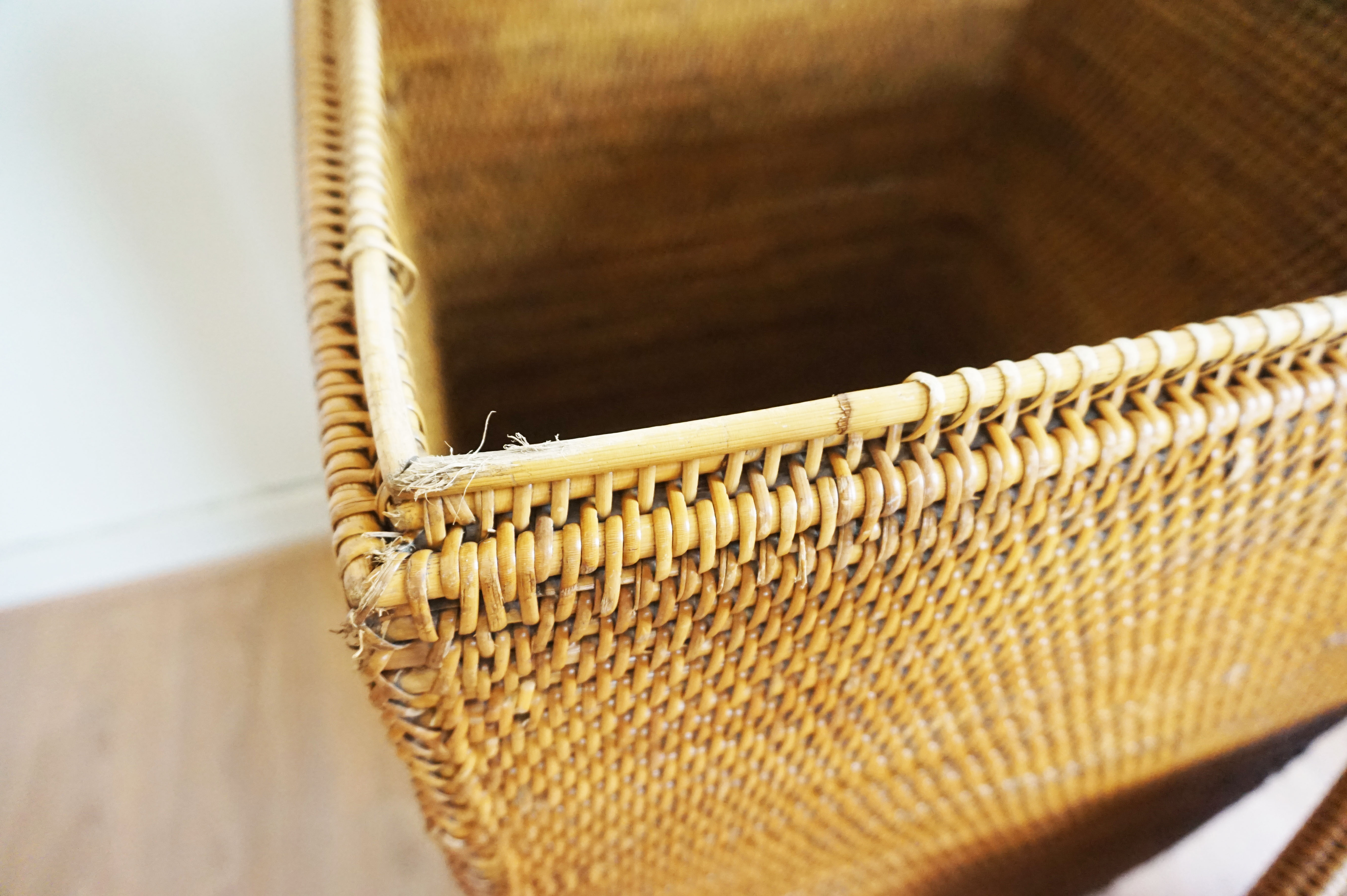 Vintage rattan and wicker storage box