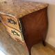 Curved Louis XV style commode with marquetry + marble top