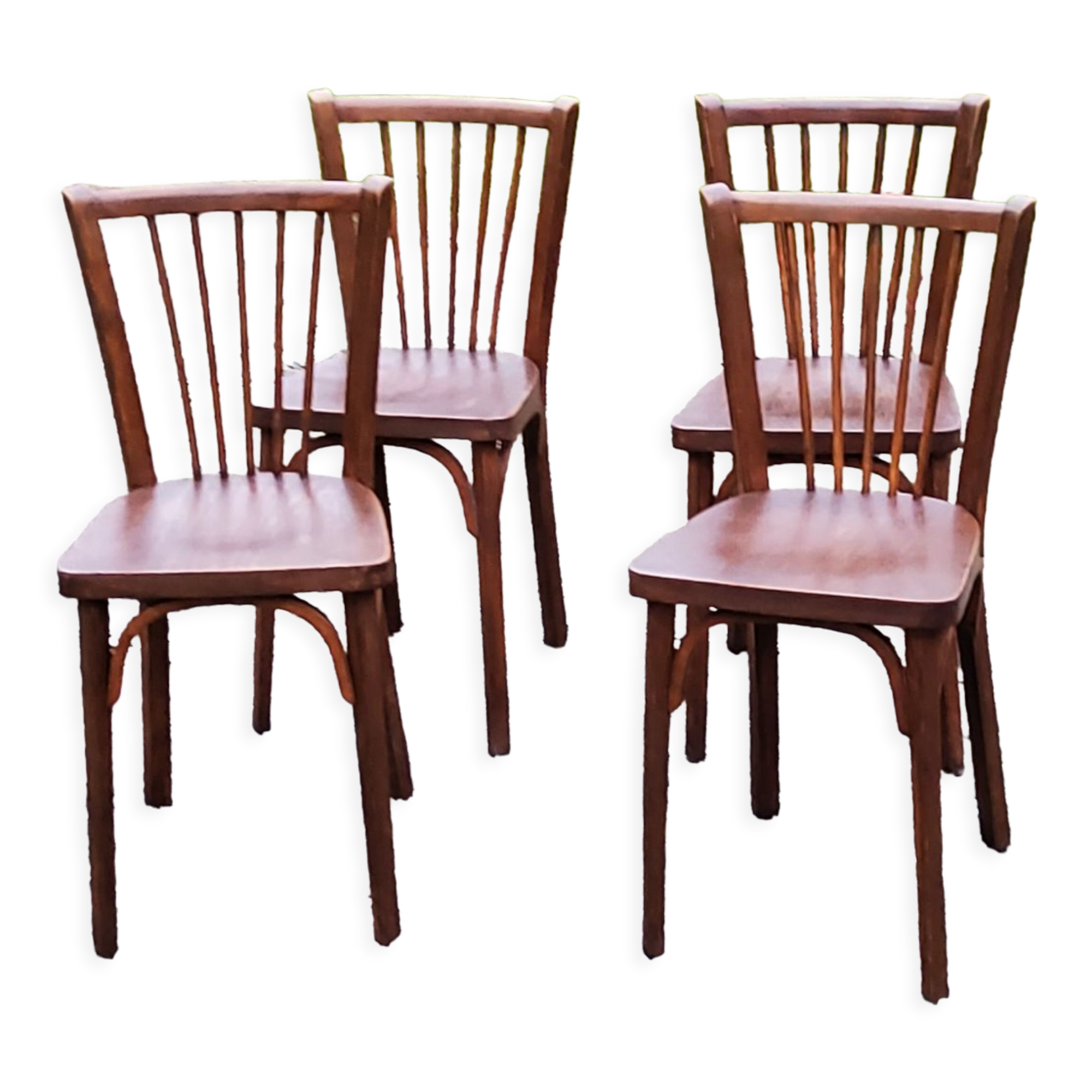 Set of 4 Baumann bistro chairs from the 50s stamped