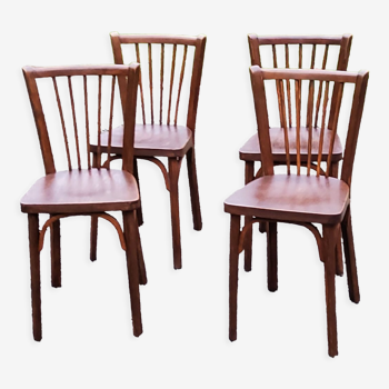 Set de 4 chaises de bistrot Baumann des années 50 estampillées