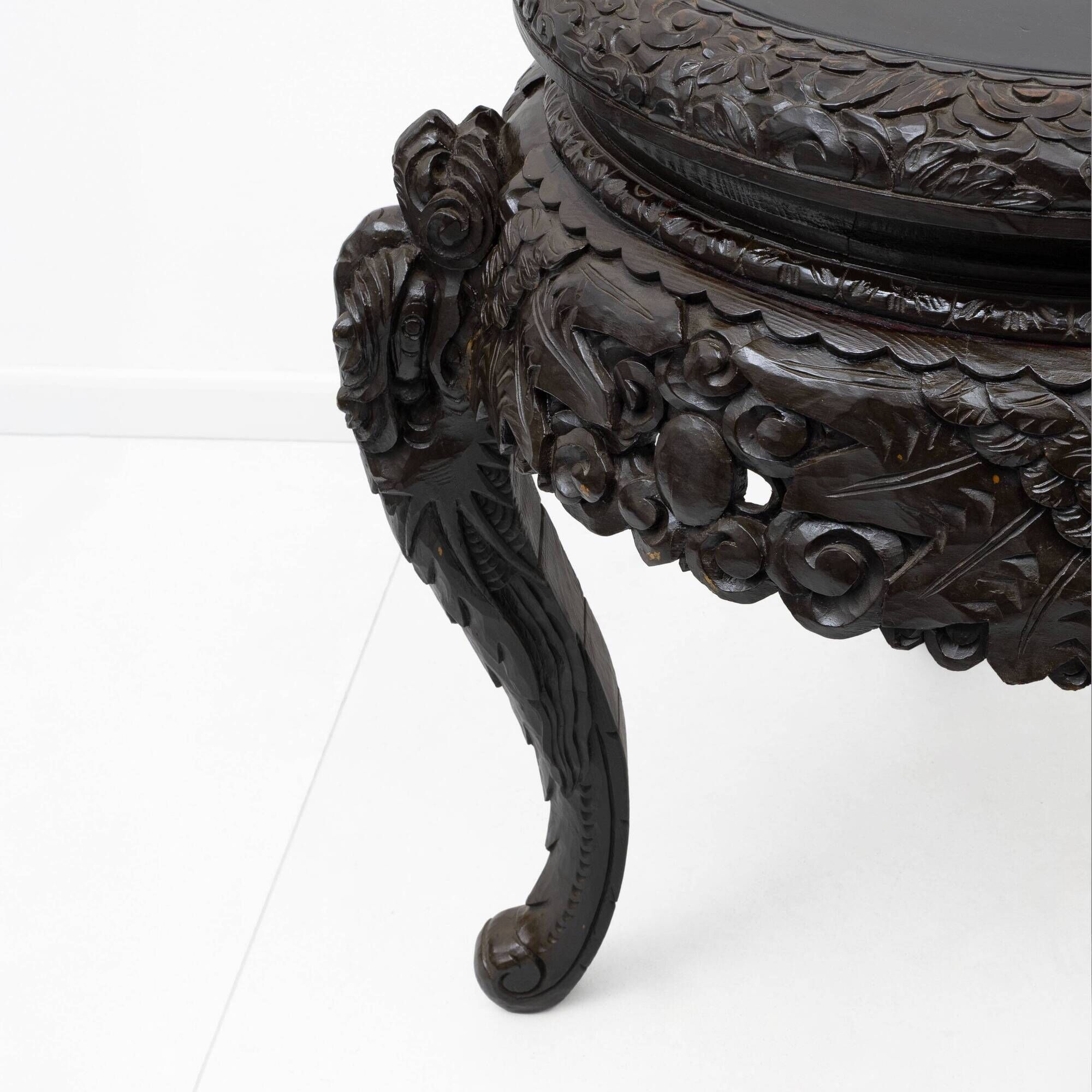 Chinese Qing Dynasty Carved Dragon Table, Ebonized Hardwood