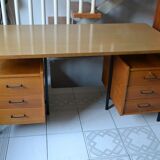 Modernist desk with two oak pedestals from the 60s