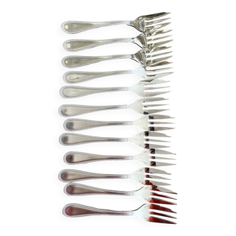 Fourchettes  à dessert argentées dans boîte