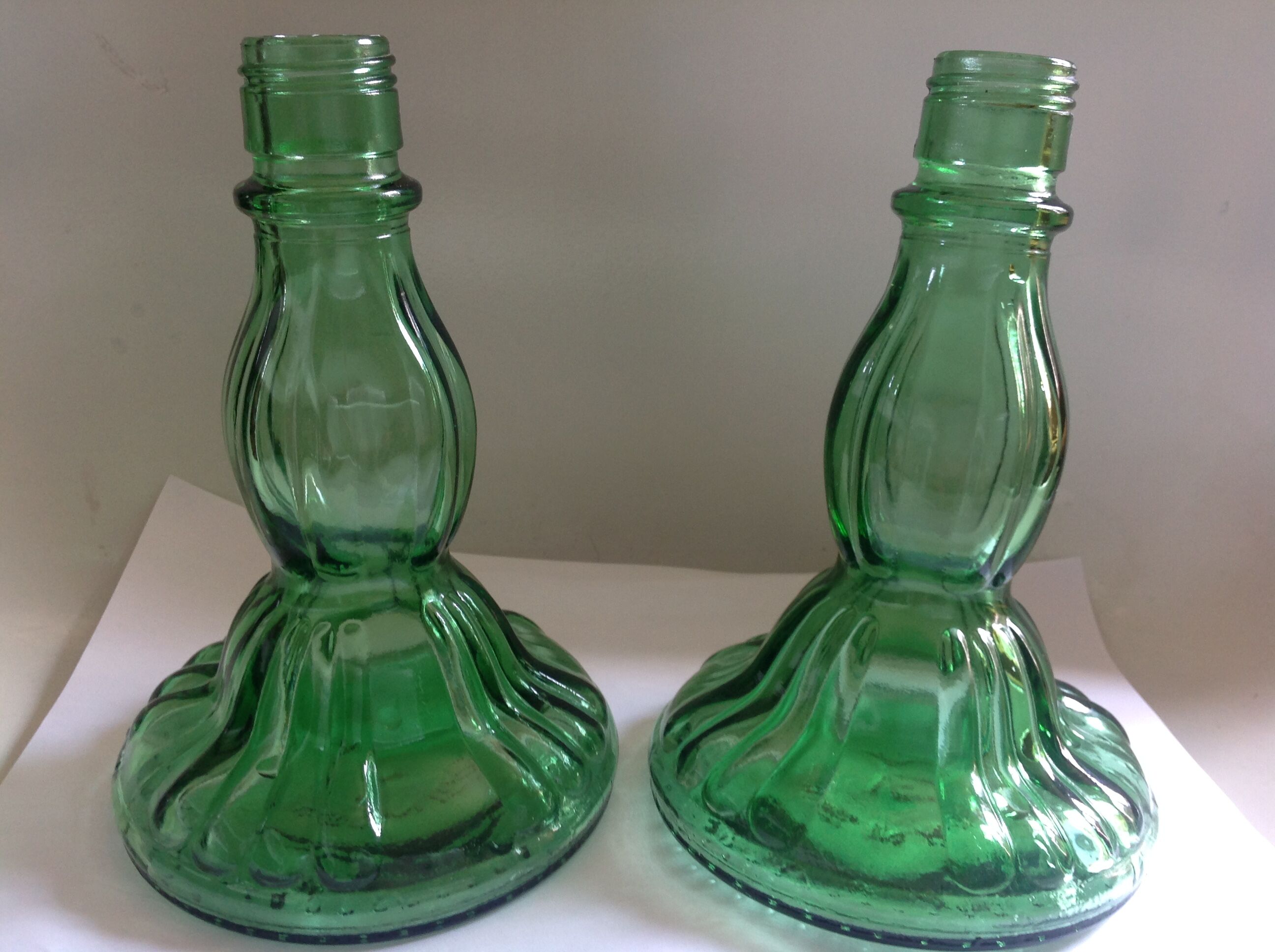 Pair of candlesticks in glass