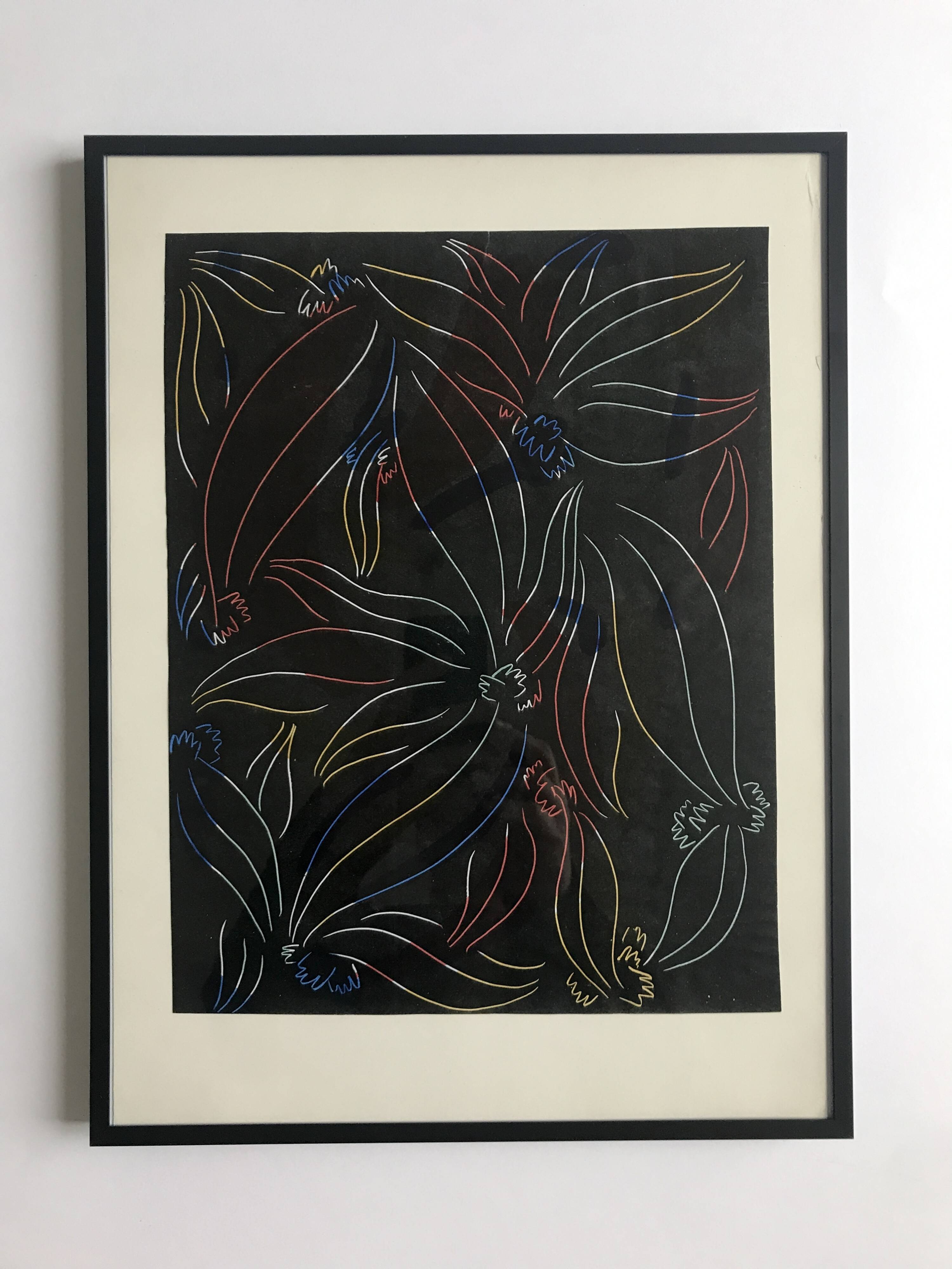 Elie Dayan, Untitled (Floral Pattern 1). Mixed media on paper.