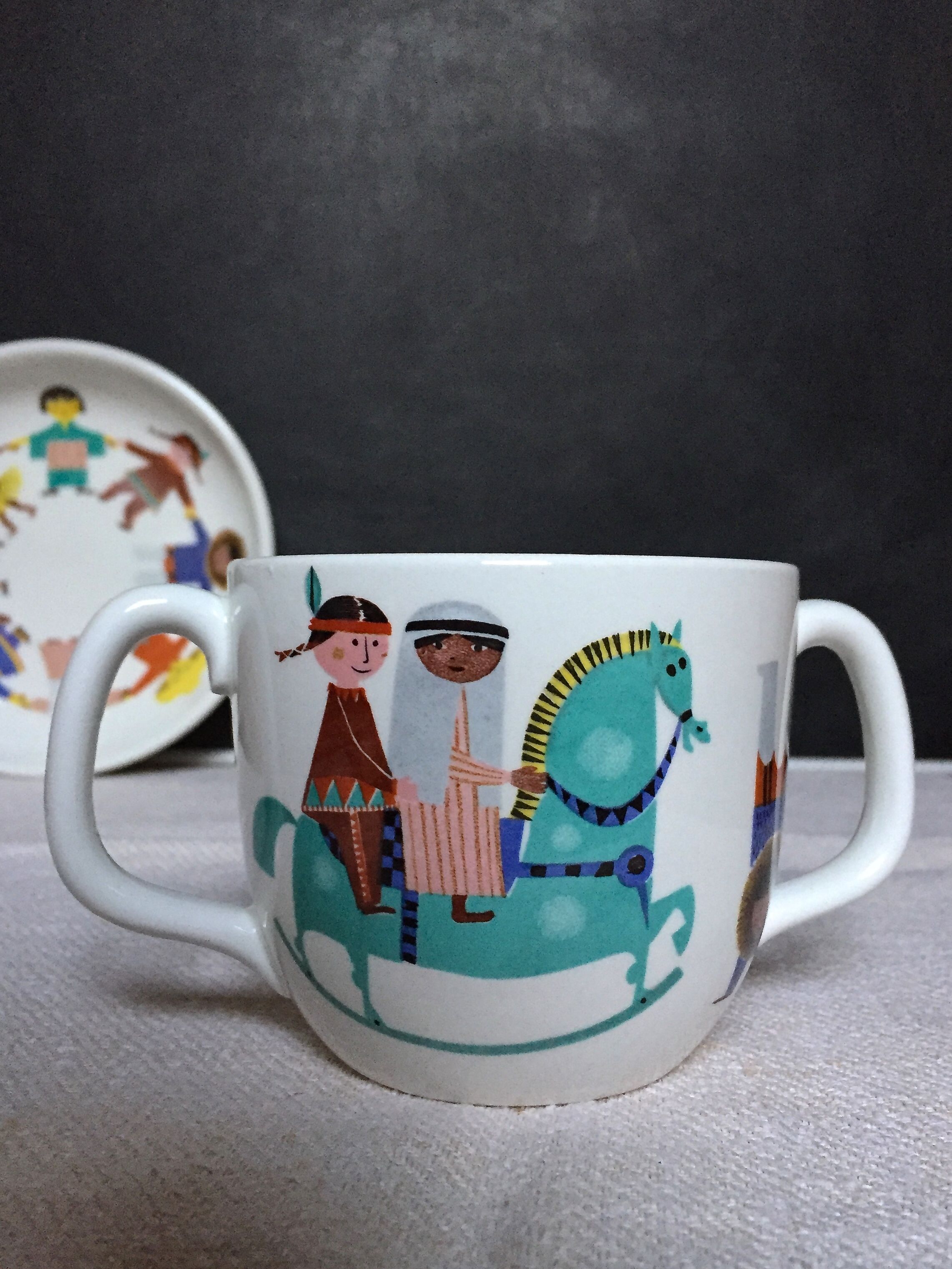 Children's dishes or birth gift Plate and bowl Utan gränser gustavsberg vintage design scan