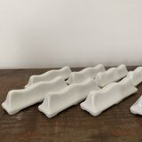 Vintage knife holders of 12, in white wave-shaped porcelain