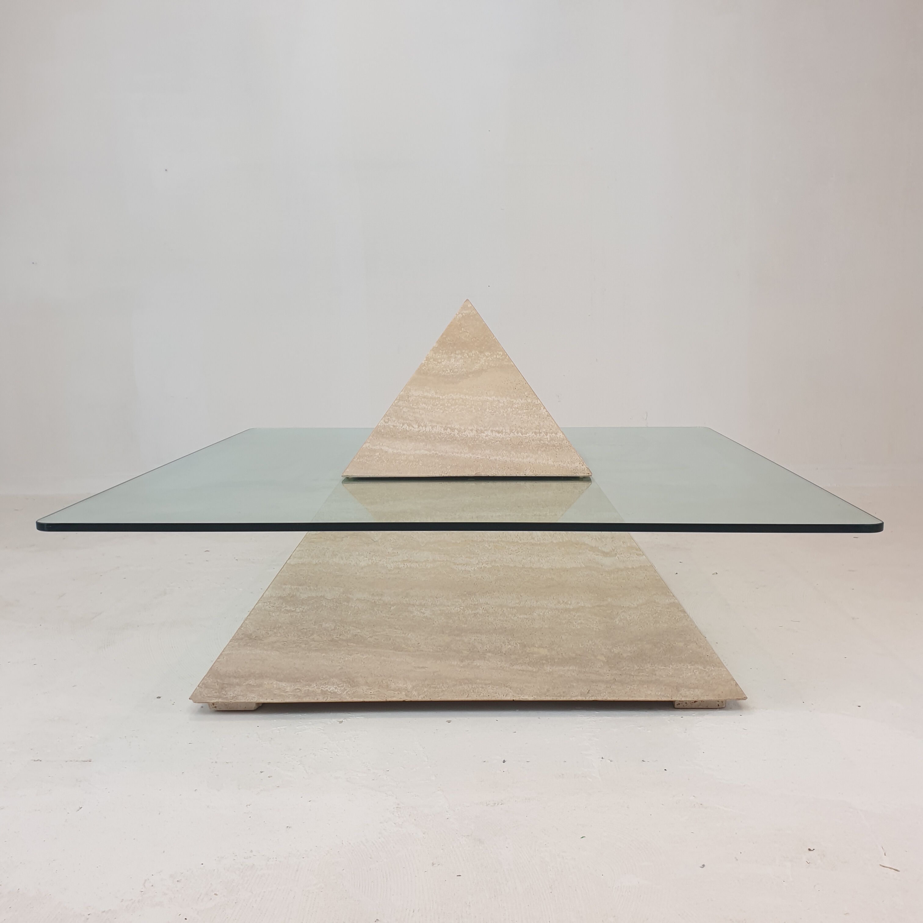 Italian Travertine Pyramid Coffee Table, 1980s