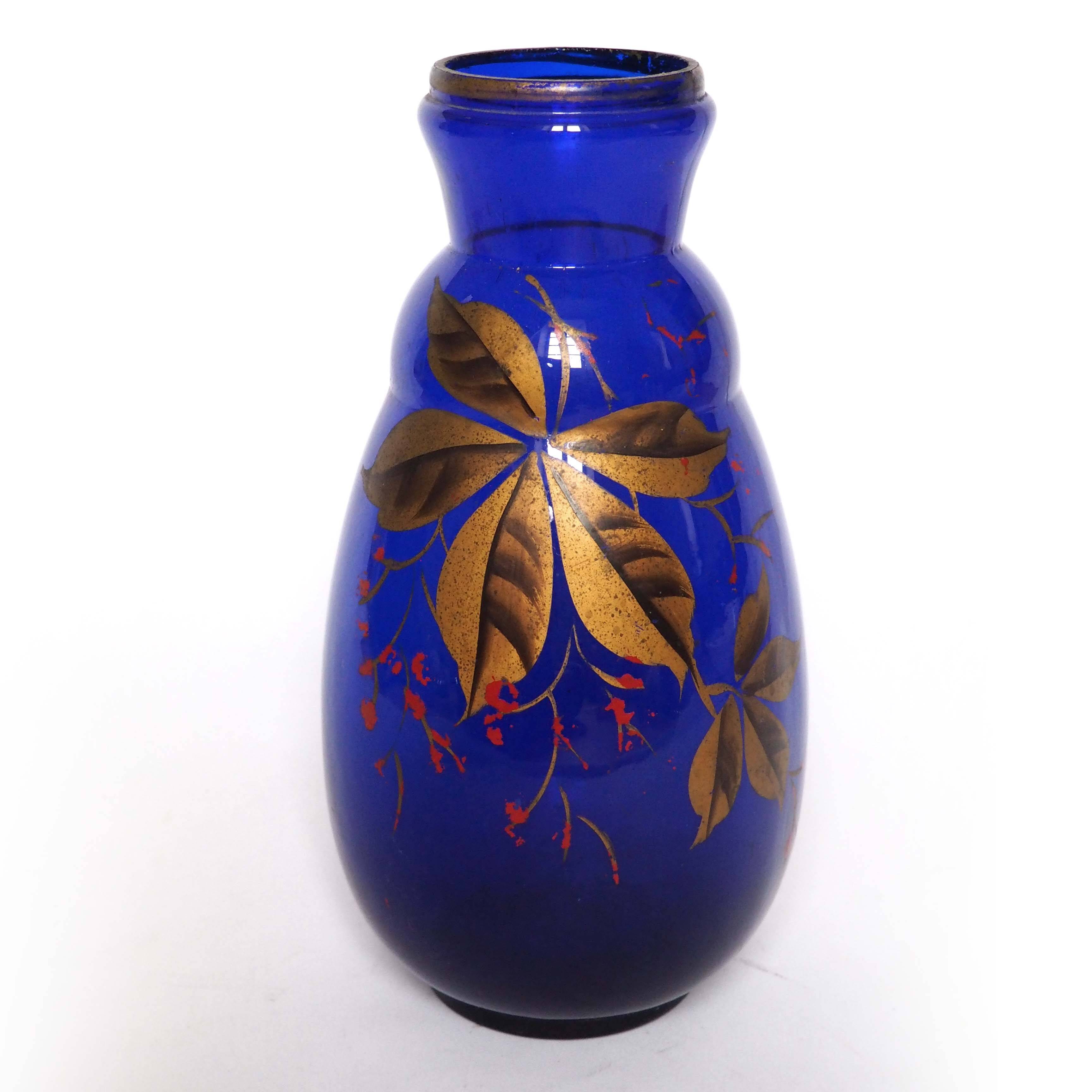 Large midnight blue glass vase