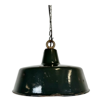 Black enamel industrial pendant lamp, 1950s