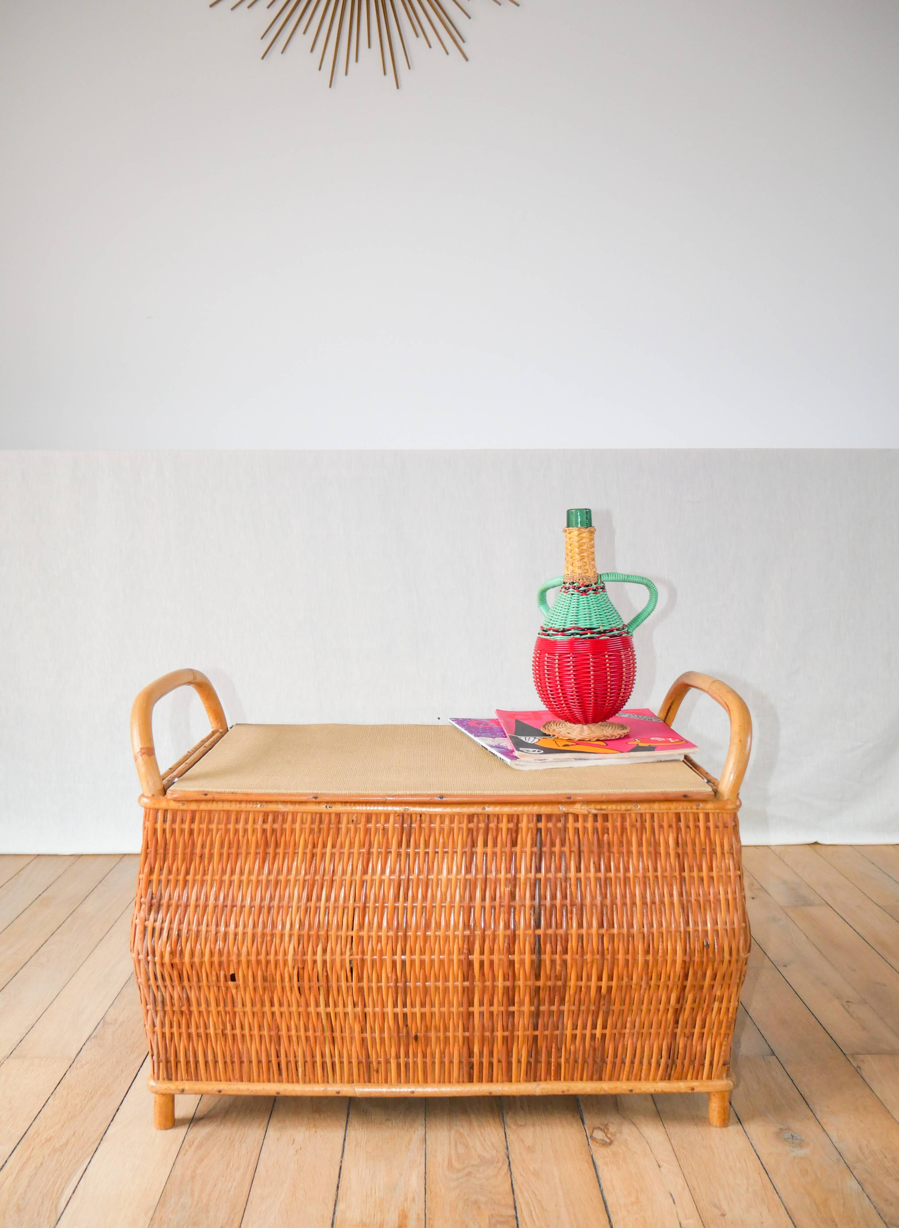 Rattan and bamboo toy bench 1970