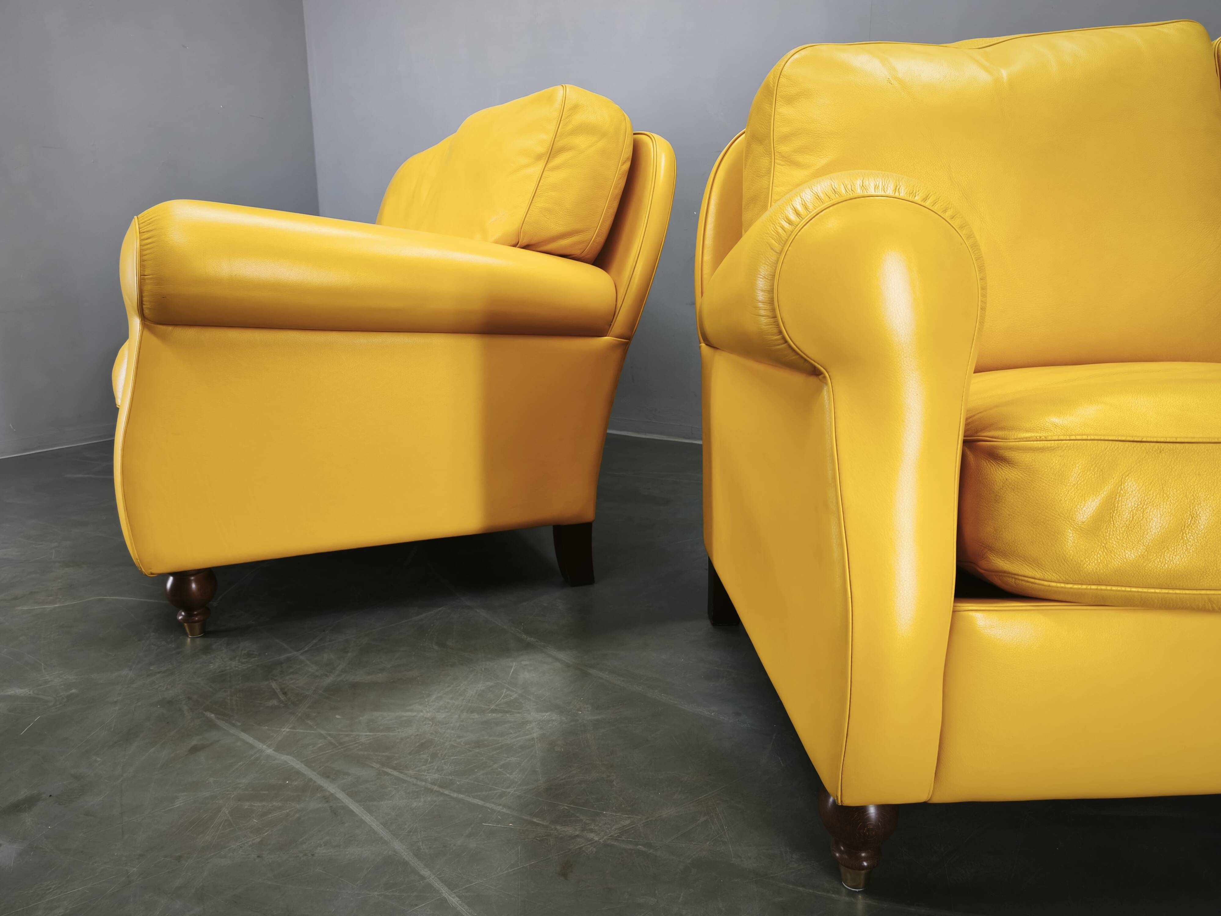 Pair of Poltrona Frau George Leather Sofas, Italy, 1992