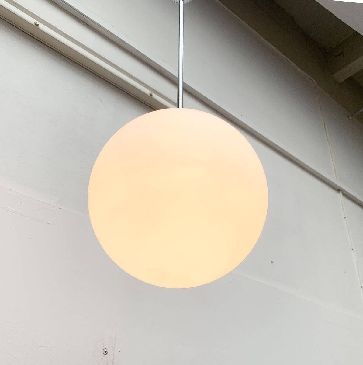 Vintage glass ball pendant lamp in German space style by Limburg.