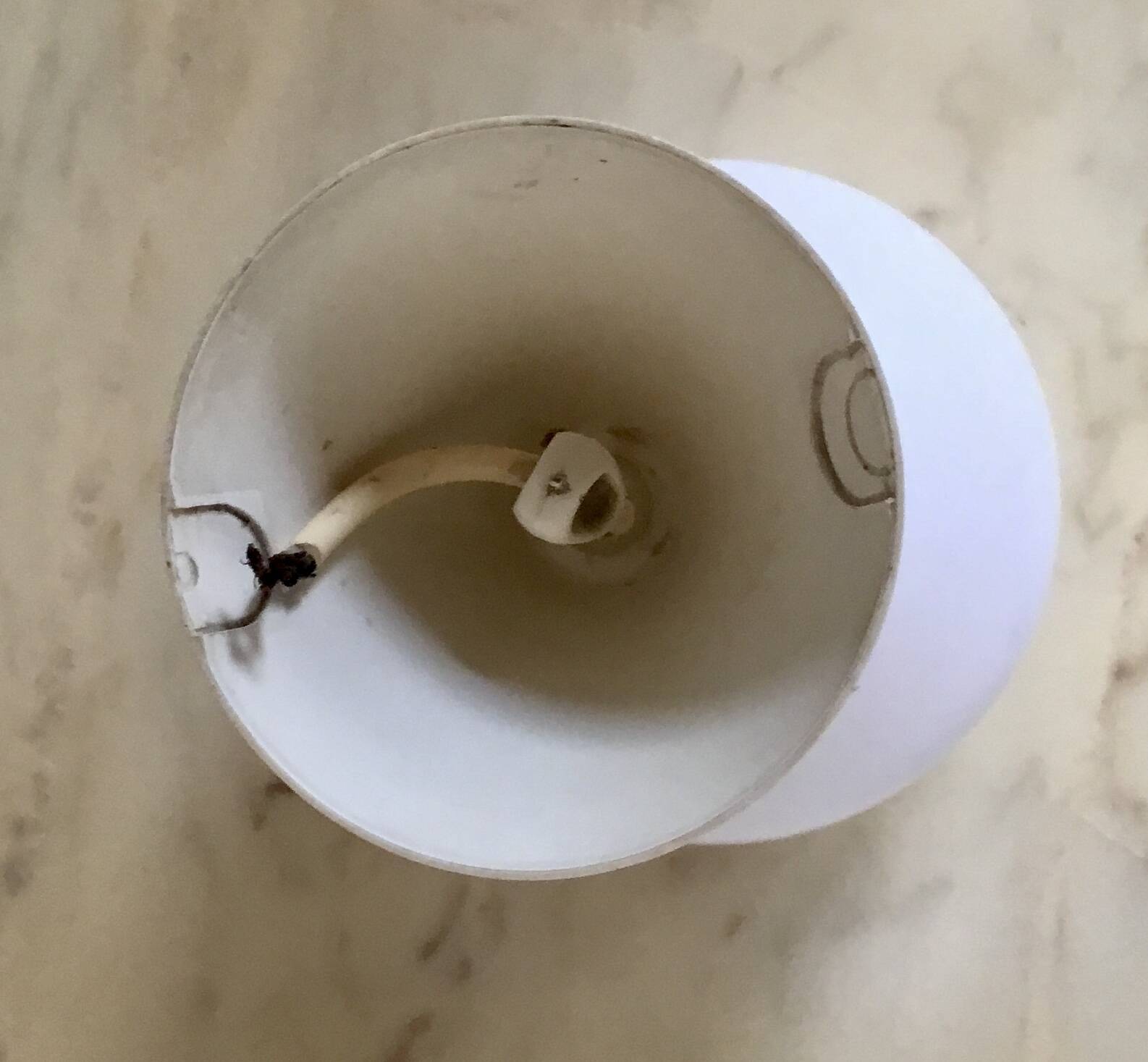 Scandinavian pendant light in opaline and teak - vintage 1960
