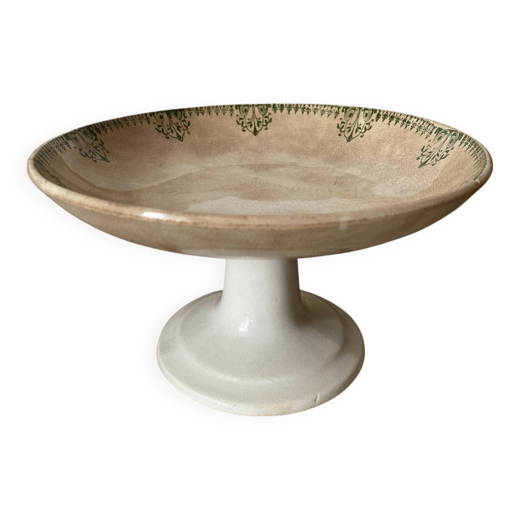 Patinated ironware compote dish, antique fruit bowl.