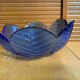 Set of 3 Cobalt Blue Moulded Glass Bowls in Flower Petal Shape Vintage