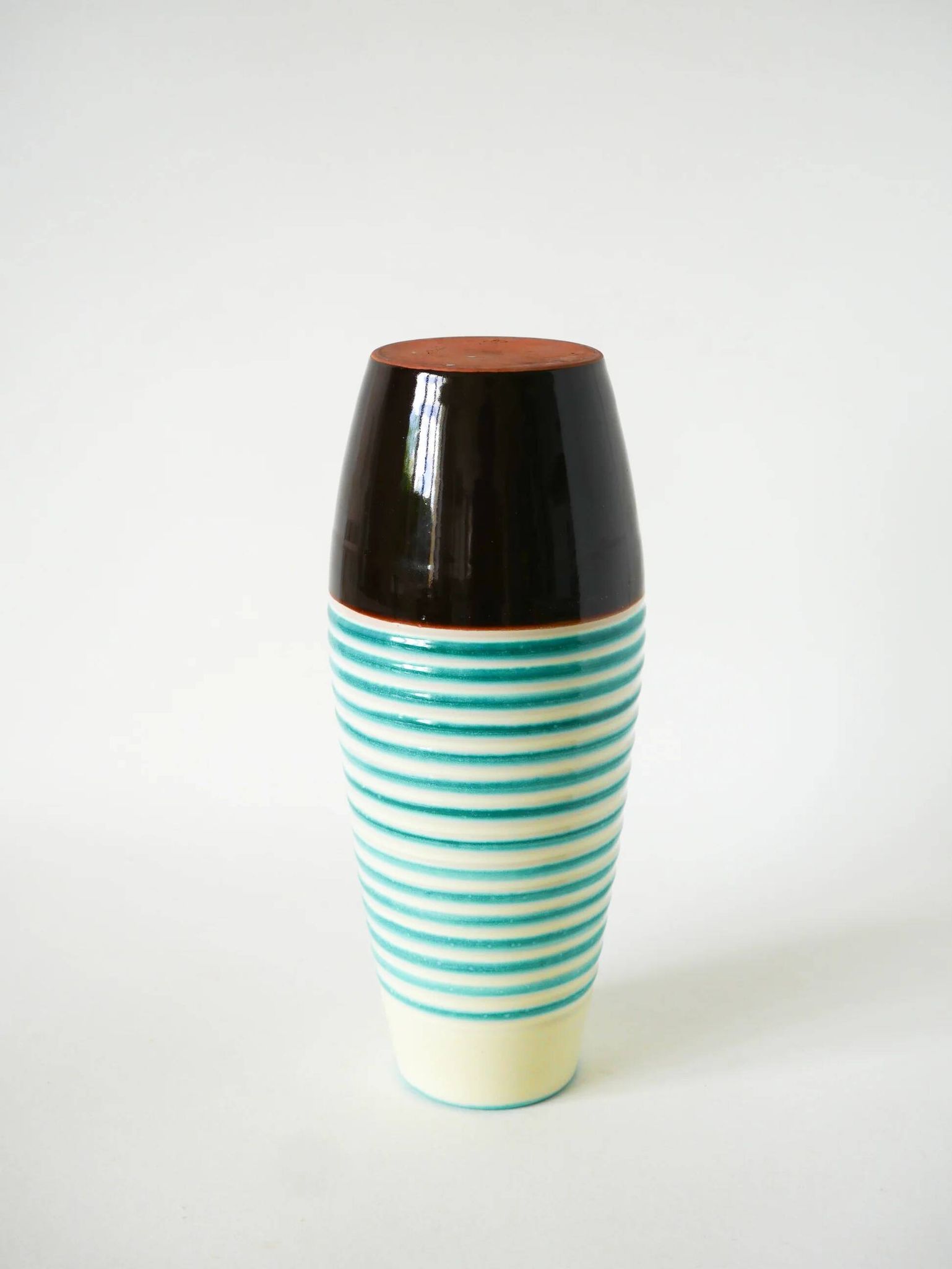 Ceramic vase, blue and brown, Keralit, Czechoslovakia, 1960