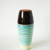 Ceramic vase, blue and brown, Keralit, Czechoslovakia, 1960