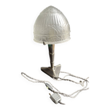 Art Deco table lamp – Chromed metal and molded pressed glass – Attributed to Création Tief