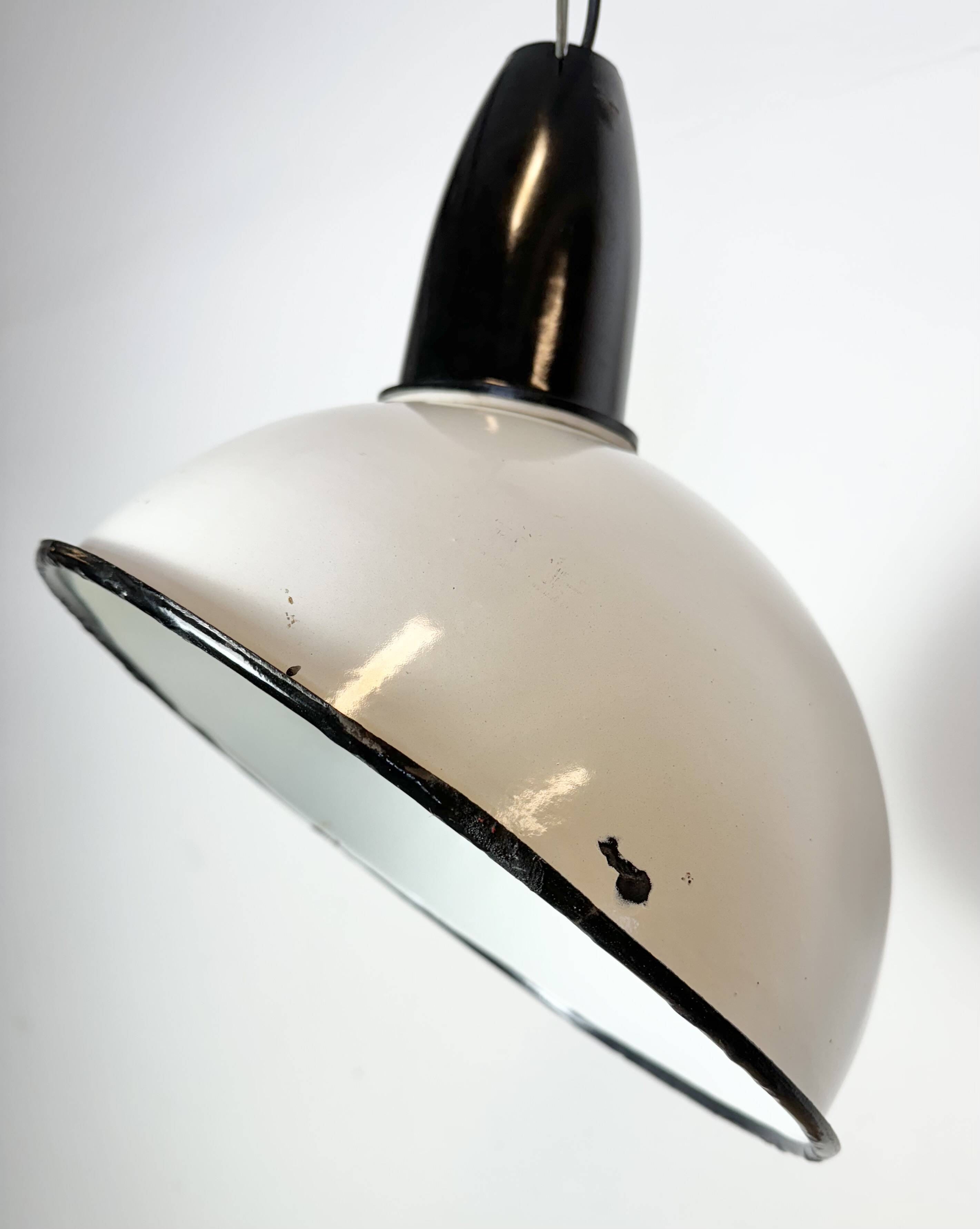 Industrial Soviet White Enamel Pendant Lamp, 1960s