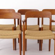 5 Niels Moller Chairs, model 75, 1950s, Danish Vintage Teak