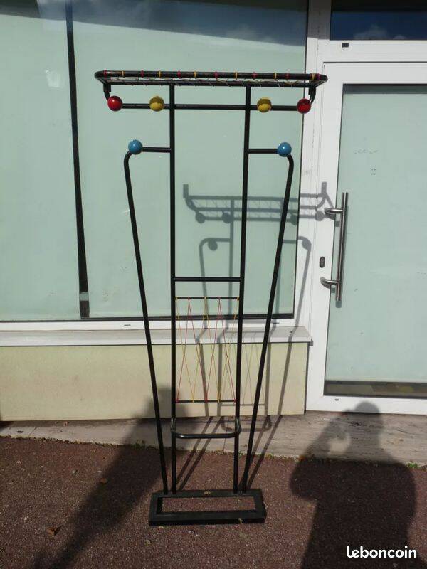 1960s wall-mounted coat rack with colored balls