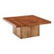 Exotic wood coffee table with an end grain wood top.