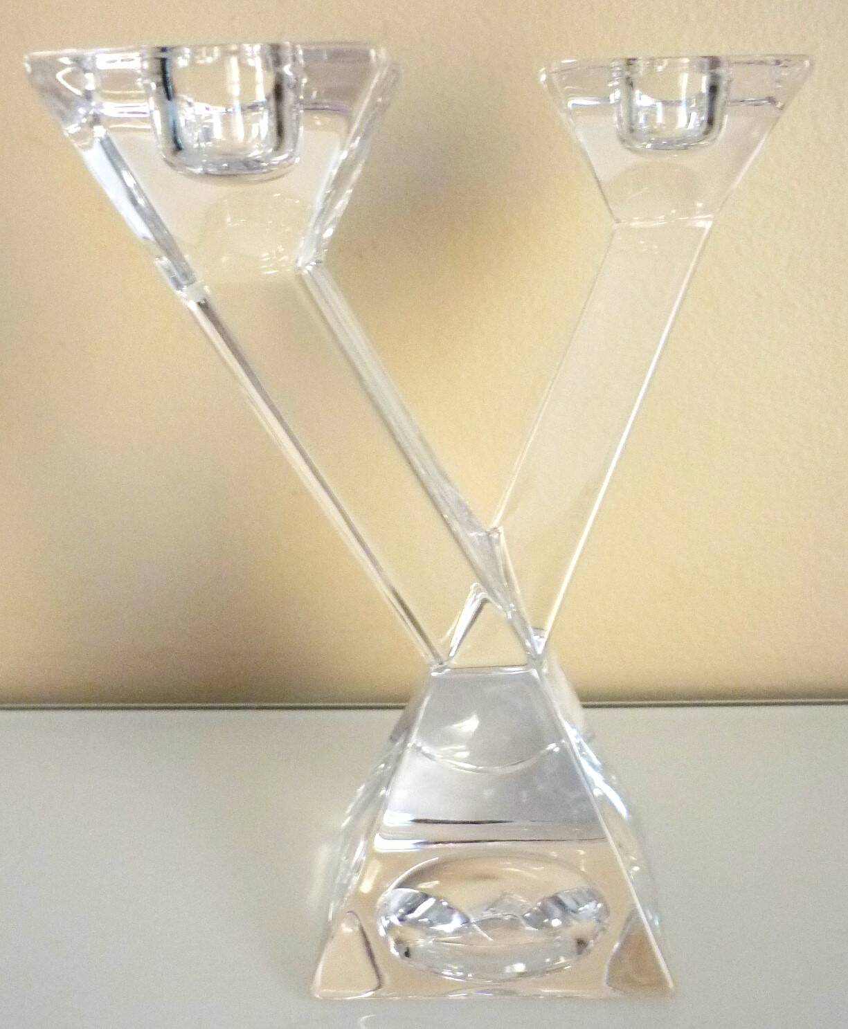 Pair of candlesticks, candelabra, crystal signed Villeroy & Boch, design and chic